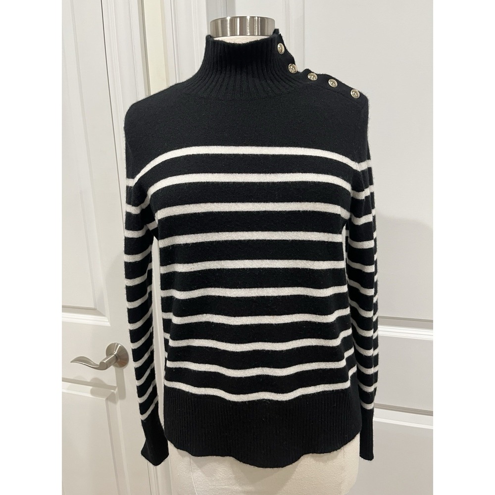 Charter Club Luxury 100% Cashmere Sweater High Neck Buttons Women's size Medium‎